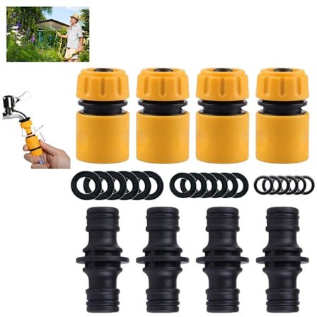 8 stk. Vandslangeforbindelsessæt til haven, hurtige vandstik, inkluderer 4 slanger