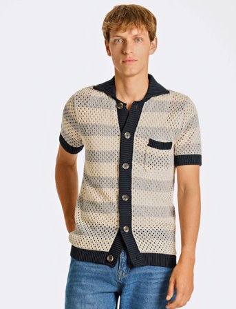 Lindbergh Chrocet S/S Cardigan - Grey - L