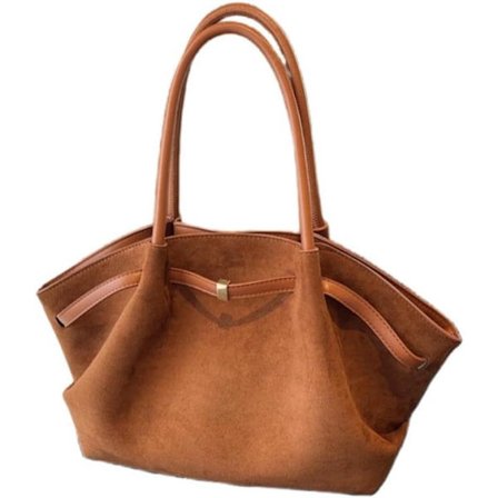 ING Semsket veske, skulderveske/håndveske for kvinner, romslig handleveske, brun