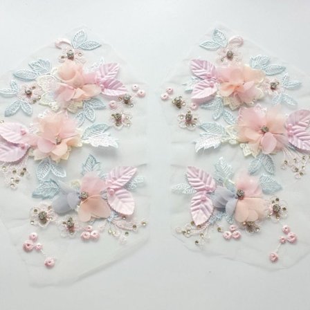 1 par Broderi Spets Spets Tyg ROSA pink