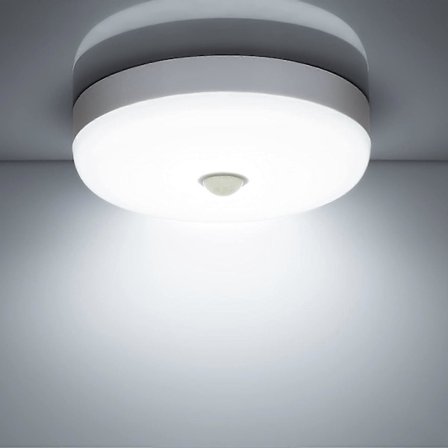 LED Taklampa Rörelsesensor 18W 1500LM 6500K Kallvit IP56 Vattentät Rund LED Taklampa för Utomhus Inomhus Trappa Badrum Gar