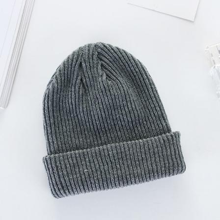 Vinter Herr Dam Stickad Mössa Solid Beanies Cap Tjock Varm Skida B