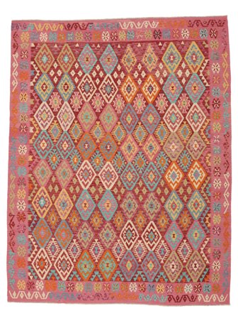 Itämainen Kelim Afghan Old Style Matot Matto 302X383 Tummanpunainen/Punainen Isot Villa, Afganistan