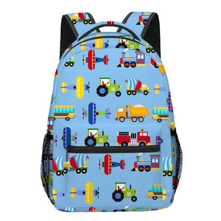 Barnehagesekk for gutter og jenter, søt vannavstøtende ryggsekk for småbarn og førskolebarn med justerbare polstrede stropper, blå bil{f2}