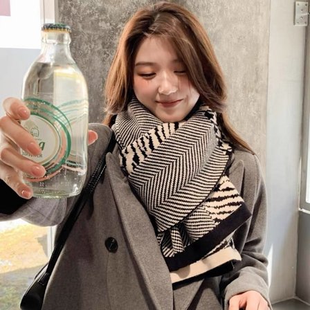 Dam lång mode klassisk rutig stor filt överdimensionerad mjuk chunky vinter varm halsduk snygga halsdukar wrap sjal(svart)