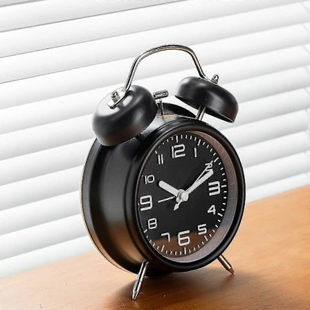 Høy Vekkerklokke for Tungsovere Voksne, Stille Ikke-Tikkende Dobbel Klokke Vekkerklokke for Soverom, Batteridrevet Analog Vekkerklokke med 