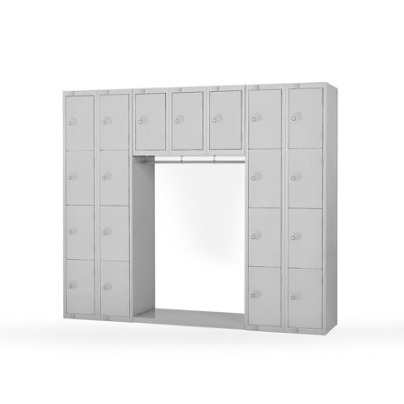 Archway locker, 19 doors, 1800x2100x450 mm, grey
