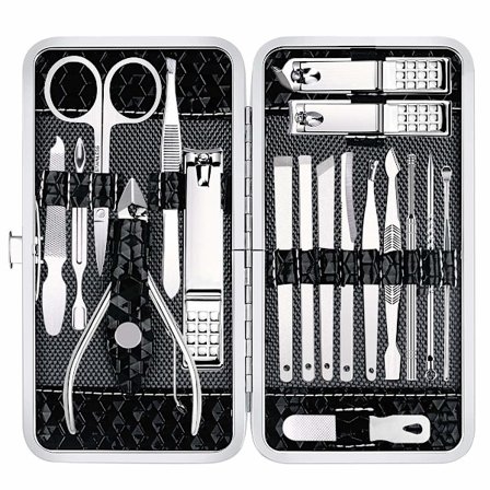 Set Nagelknipsare Pedikyr Kit -18 Delar Rostfritt Stål Manikyr Kit, Professionella Grooming Kit, Nagelvårdsverktyg med Lyxigt Resefodral
