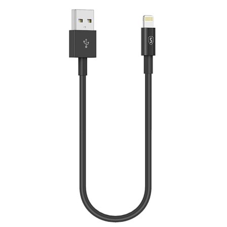 SiGN USB kabel med Lightning 2.4A, för iPhone & iPad, 25cm - Svart