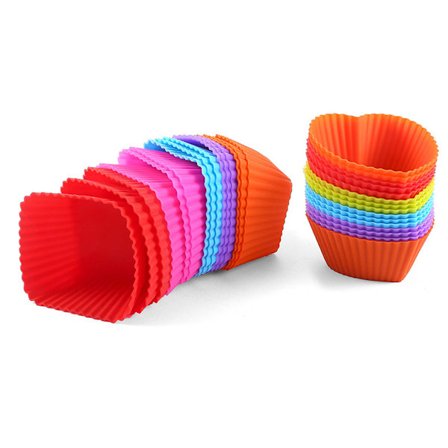 Bakmuggar av silikon 30-pack, 2,75-tums bakmuggar av silikon, återanvändbara (flerfärgade)
