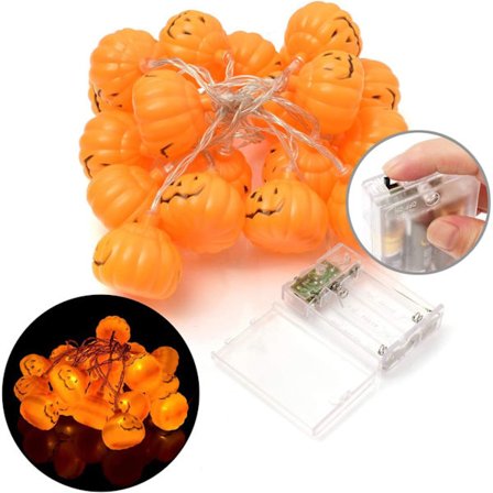 Halloween-lyskjede med gresskar og heksehatt, LED 16.4FT 8 moduser Timer 3D Vanntett Oransje Jack-O-Lantern