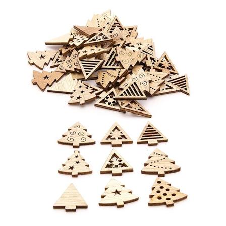 50-pack - Små julgranar i trä Julpyssel