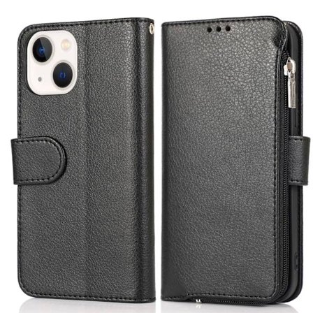 iPhone15PLUS - Stilrent Fodral med Dragkedja, Flip-Fodral med Axelrem