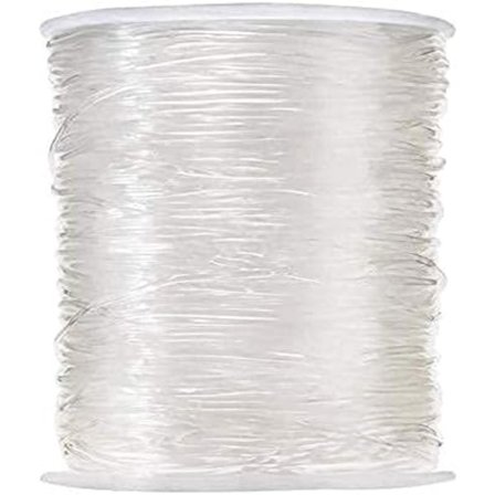 Elastisk pärltråd smyckestillverkning rep, stretch polyester rep för armband och hantverk, 0,8 mm, 100 m, transparent