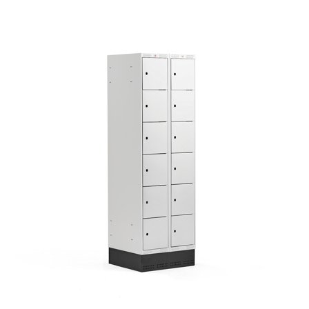 Kleiderspind CLASSIC mit Sockel, 2 Module/6 Türen, 1890 x 600 x 550 mm, grau