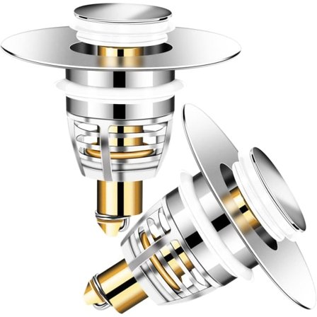 IC 2-delad metallpropp för handfat i badrum, popup-avloppspropp för badrumsavlopp, popup-avloppssil för handfat, handfatsskydd (2 delar)