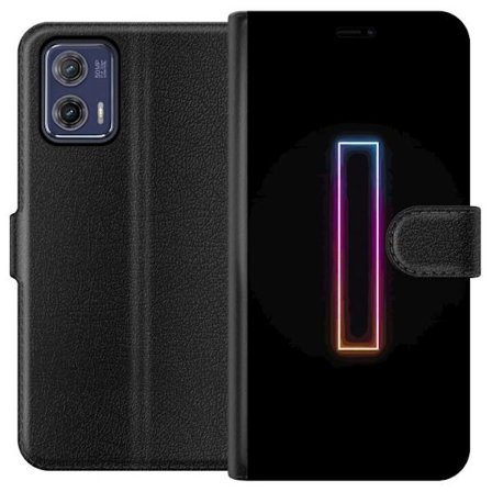 Kompatibel Tegnebogsetui til Motorola Motorola Moto G73 Minimalistisk neonbogstav I i regnbuefarver mod mørk baggrund