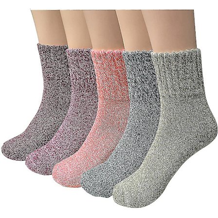 5 par uldsokker, strikkede sokker, vinterdamesokker, termiske sokker