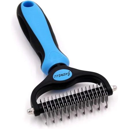 Pet Grooming Tool Blå - 2-sidet Underuldsskraber til Hunde & Katte - Sikker