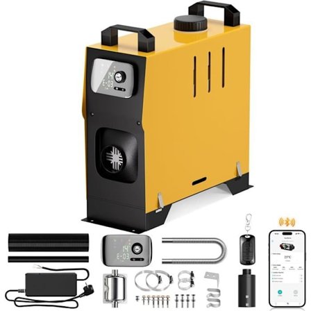 HLONONE Dieselvarmer 12V 8KW, Diesel luftvarmer med LCD, Bluetooth kontrol og fjernbetjening, Hurtig opvarmning