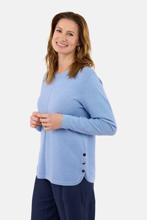 BRANDTEX - Strik med lange ærmer – Lyseblå – Dekorative Knapper