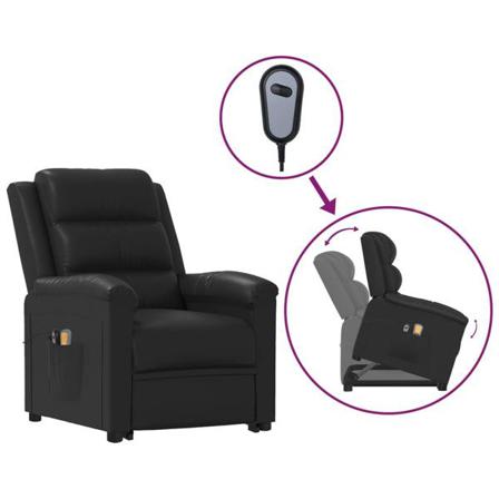 Vidaxl Massagefåtölj Med Uppresningshjälp Svart Konstläder Svart