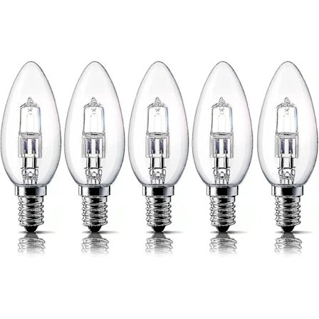 Hot tilbud til lav pris! Stil E14 28w halogenpærer, lille Edison skruelampe (SES) 2700k varm hvid dæmpbar 5-pak - Glad