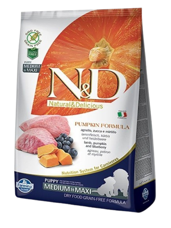 Farmina - Dog N&D Pumpkin Lamb & Blueberry Puppy Medium/Maxi 12 kg - Hund - Hundefôr & hundemat - Tørrfôr for hund - ZOO.no
