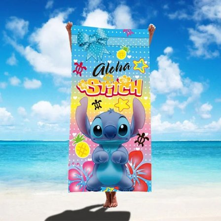 Disney Lilo & Stitch Badehåndklæde Tegneserie Blødt Absorberende Hurtigtørrende Strandhåndklæder Kawaii Anime Angel Stitch 3D Print Svømmehåndklæder