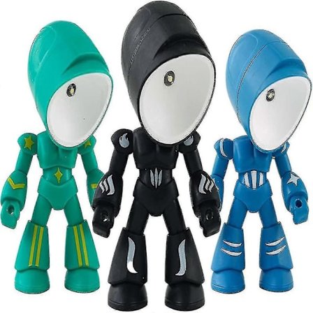 3 stk. Mini Led Mecha Natlampe Sød Lille Helt Figur Lampe Foldbare Robotter Lille Bordlampe Gave Til Fødselsdag