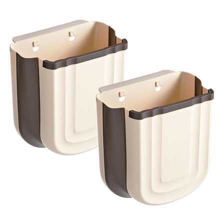 2 stk. Små Sammenklappelige Hængende Skraldespande til Køkken Plast Under Vask Skraldespand Vægmonteret 9,4 Liter Skraldespand til Køkken Badeværelse 