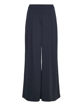 Lauren Ralph Lauren Pleated Stretch Jersey Wide-Leg Pant - Navy - 38