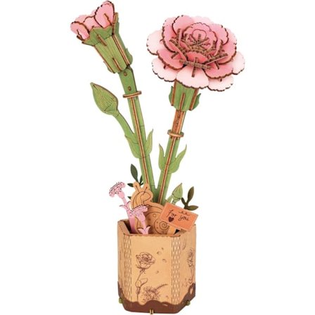 3D-träpussel blombukett modellset för vuxna, eviga blommor, romantisk present till henne, kvinnor, mamma, jul/födelsedag/alla hjärtans dag Pi...