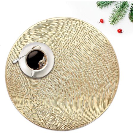 Sett med 6 vaskbare PVC-bordbrikker, runde vinyl, jul, bryllup, middag, restaurant, hotell