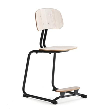 Skolestol YNGVE, medestel, antracitgrå, ask, H 500 mm
