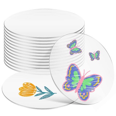 15 st Akryl Cirkel Ämnen Akrylskivor Klar Akrylplatta Akryl Ornament Ämnen Tårtbrickor