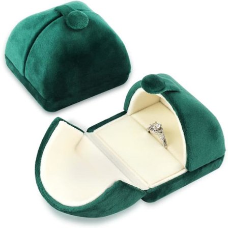 Mörkgrön förvaringslåda, smyckeskrin i sammet, bröllopsdag