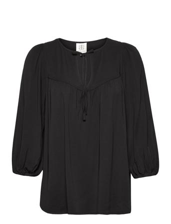 Leila Blouse Blouses Short-sleeved Svart Second Female