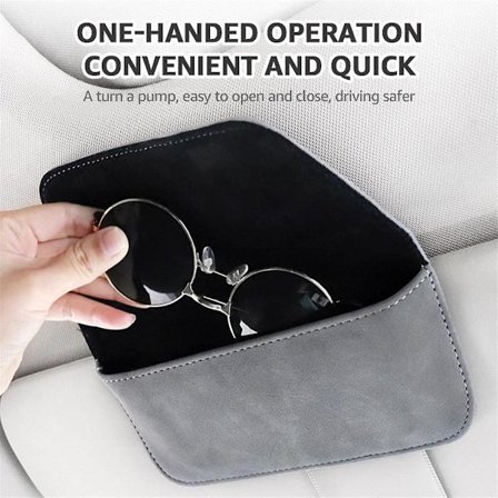 Brilleetui til bil - Solbrilleholder i semsket skinn - Klips til solbriller - Oppbevaring av solbriller - Visirorganisator