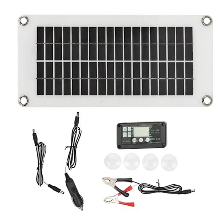 Solcellepanelsett 30W polykrystallinsk silisium batteriladerpanel med 40A ladekontroller doble USB-regulatorer for bil, bobiler, båter, marine