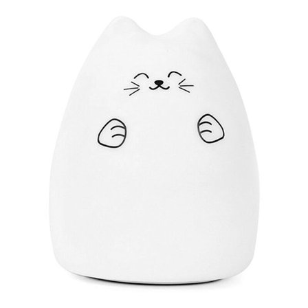 Mini söpö sarjakuva kissa LED-valaisin pehmeä silikoniyövalo lapsille lelulahjat huoneen sisustus (Onnen kissa)