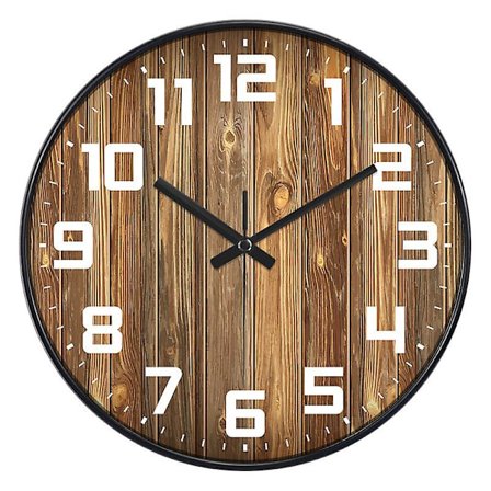 Landlig veggklokke i tre - 12 tommer stille batteridrevet strømforsyning 12 tommer
