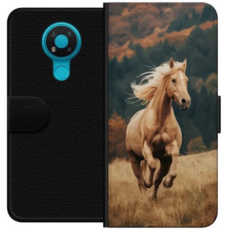 Kompatibelt Lommeboketui til Nokia 3.4 Majestetisk hest som galopperer gjennom høstlandskapet med varme farger og en dyp følelse for naturen, kraftig