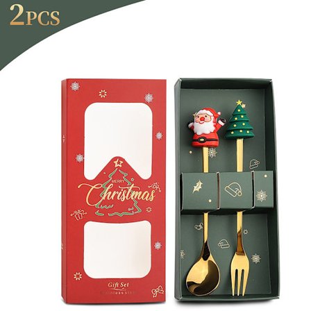 Julegaffel- og skesæt - Festligt rustfrit stålbestik, elegant service til julemiddag, julefrokost, sæsonbestemt spisning og