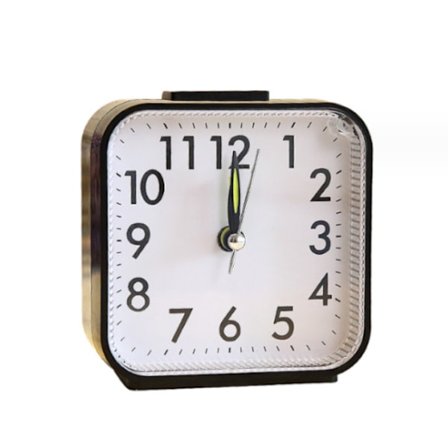 Musta, hiljainen analoginen herätyskello, pieni matkaherätyskello, ei ti