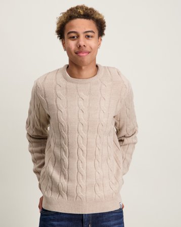 U.S. Polo Assn. Cable Knit Crew Beige Trøjer Dreng - Kids Brand Store