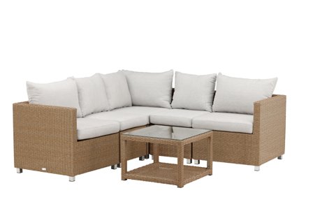 Venture Home Vamos 9612-007 Loungeset soffa, bord, natur/vitt, Utemöbler