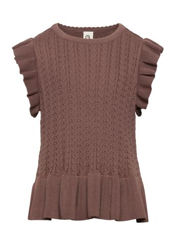 Knit Frill Vest Vest Brun Müsli By Green Cotton