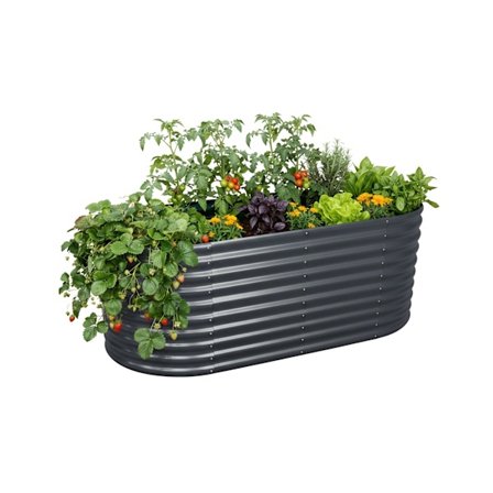 Puoliympyrän muotoinen sinkitty metallikorotettu puutarhapenkki