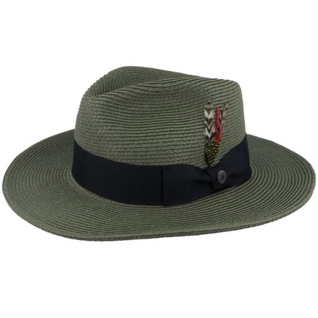 Jaxon & James - Grön fedora Hatt - Summer C-crown Straw Hat Olive Fedora @ Hatstore